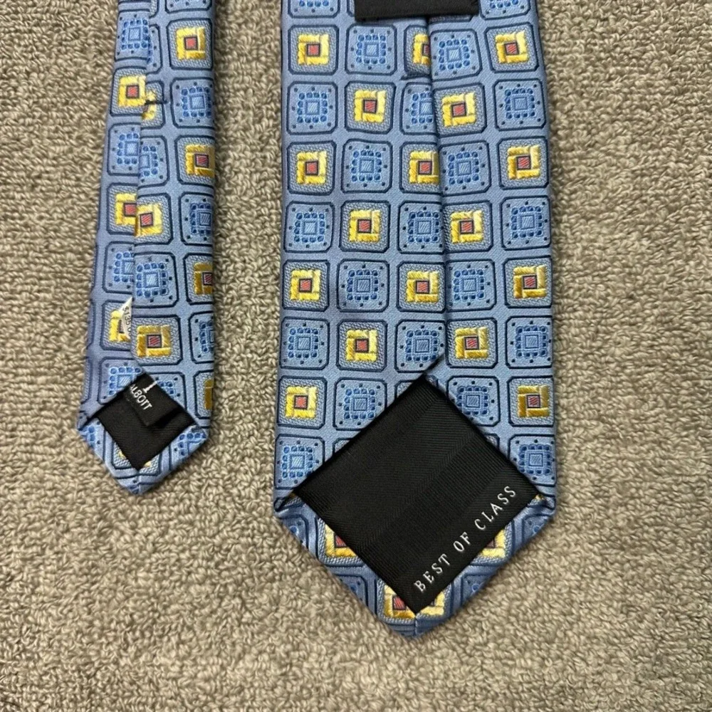 Robert Talbott Carmel Best of Class Blue Gold Geometric Silk Tie Hand Sewn USA